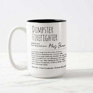 Dumpster Firefighter Funny Definition Custom Name Two-Tone Coffee Mug