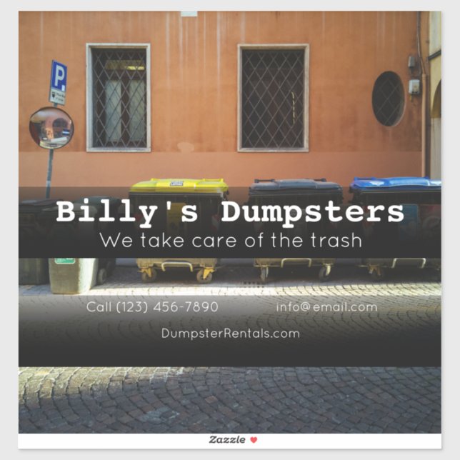 Dumpster rental company vehicle adverting business sticker (Sheet)