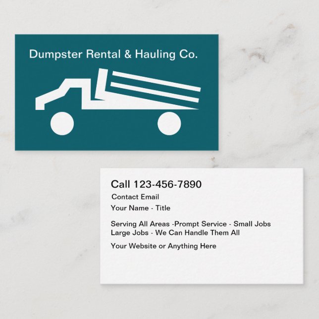 Dumpster Rental Hauling Truck Modern Business Card (Front/Back)
