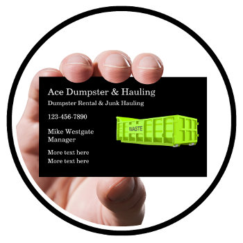 Dumpster Rental & Trash Hauling Business Card by Luckyturtle at Zazzle