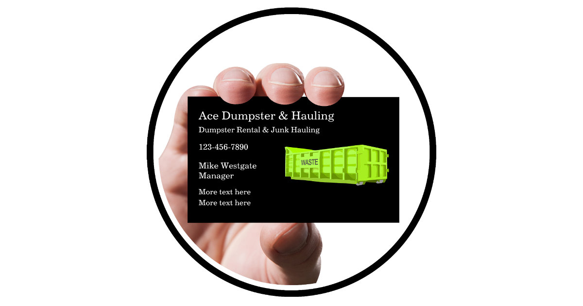 Dumpster Rental & Trash Hauling Business Card | Zazzle