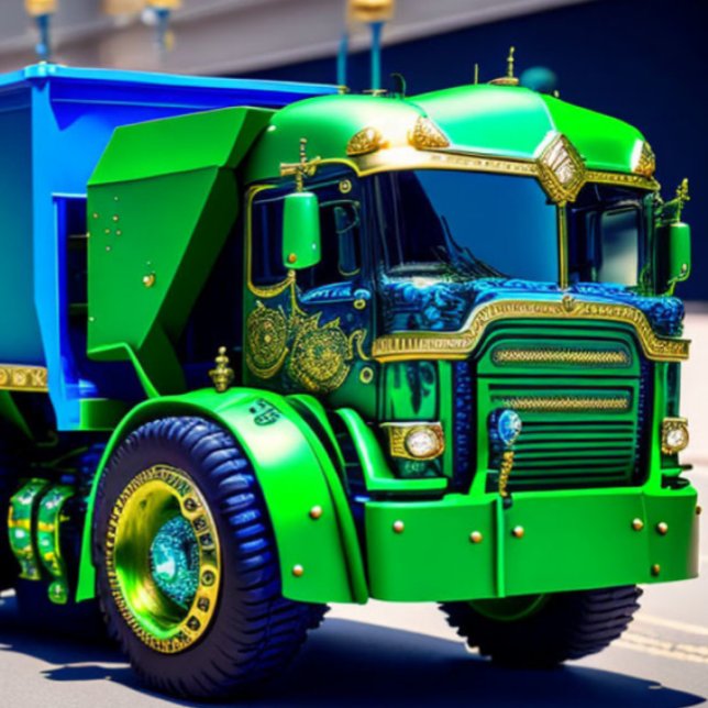 Dumptruck, Dump Truck, Blue and Green DumpTruck Metal Print (Creator Uploaded)