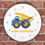 Dumptruck Under Construction Large Clock at Zazzle
