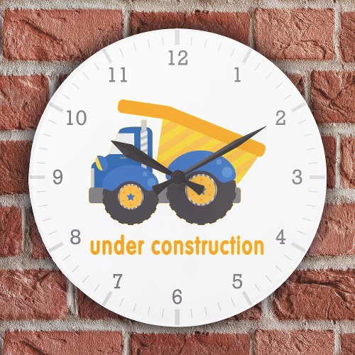 Dumptruck Under Construction Large Clock