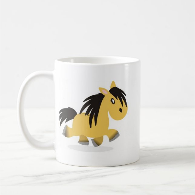 Dun Highland Pony Cartoon Mug (Left)