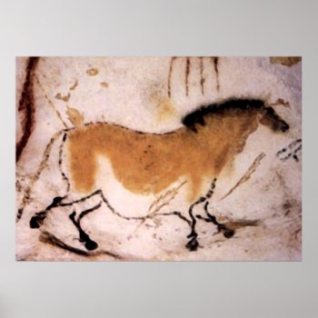 Dun Horse - Prehistoric Cave Painting Poster Print by Romanelli at Zazzle