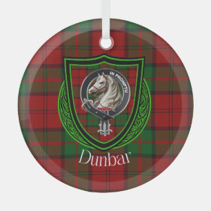 Dunbar Scottish Clan Tartan & Crest Glass Ornament