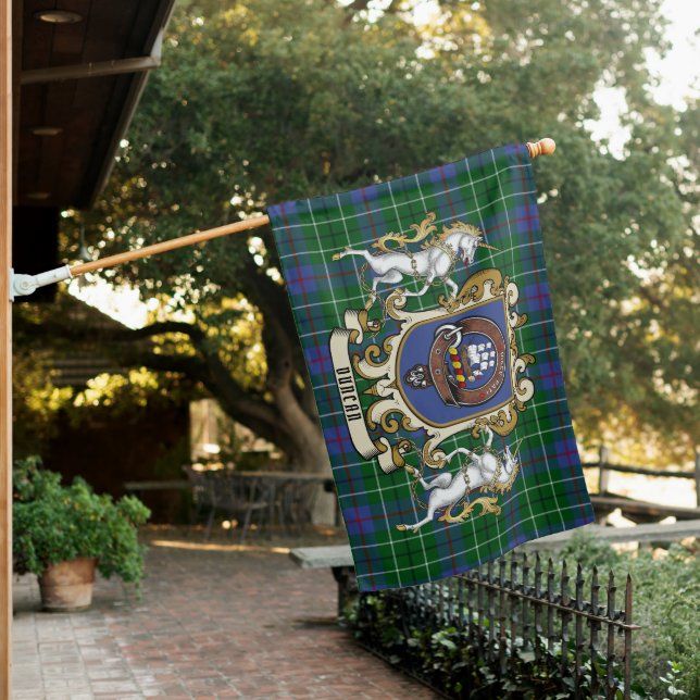 Duncan Clan Badge & Tartan Personalized  House Fla Flag (In SItu)