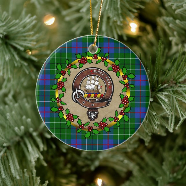 Duncan Clan Badge & Tartan Personalized Xmas  Ceramic Ornament (Tree)