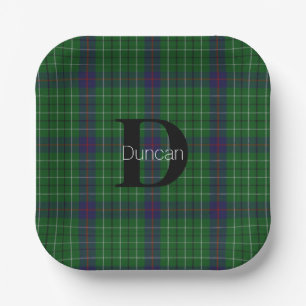 Duncan Clan Plaid Monogram Paper Napkins Plates