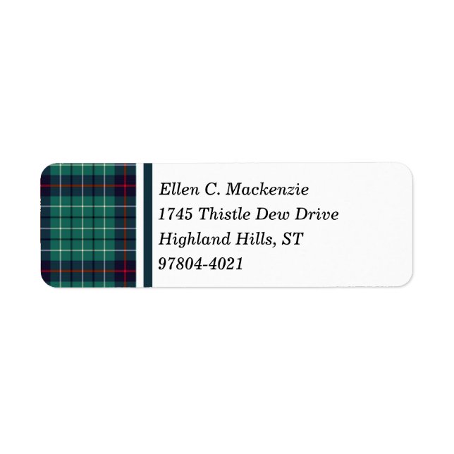 Duncan Clan Royal Blue and Turquoise Modern Tartan Label (Front)