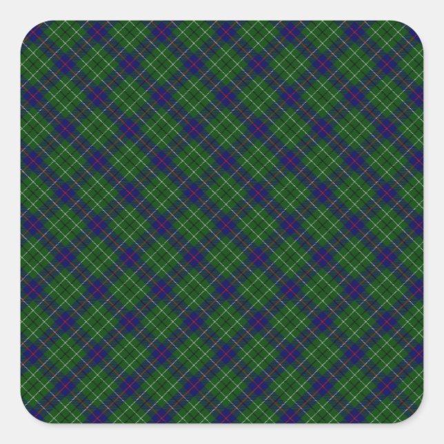 Duncan Clan Tartan Designed Print Square Sticker (Front)