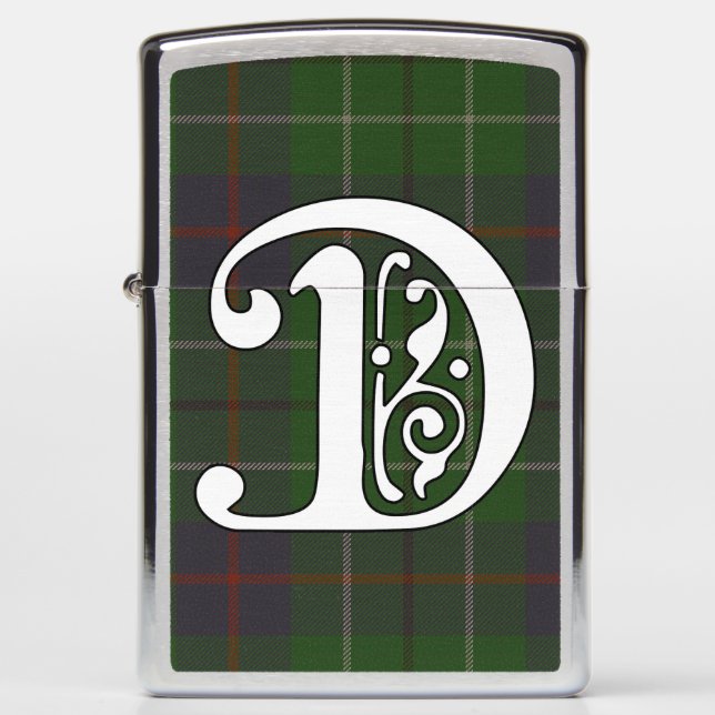 Duncan Clan Tartan Monogram Zippo Lighter (Front)
