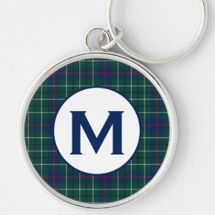 Duncan Family Tartan Green and Blue Plaid Monogram Keychain
