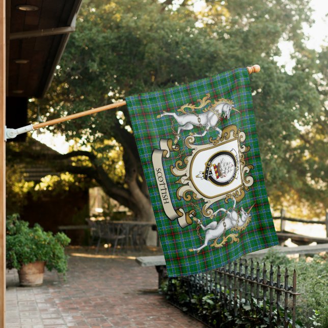 Duncan of Sketraw Tartan Flag Clan Badge With Lion (In SItu)