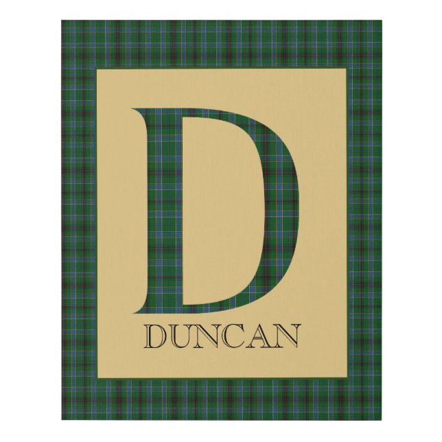 Duncan Tartan Monogram D  Faux Canvas Print (Front)