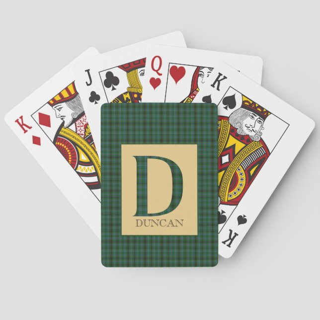 Duncan Tartan Monogram D  Poker Cards (Back)