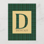Duncan Tartan Monogram D  Postcard