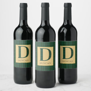 Duncan Tartan Monogram D  Wine Label
