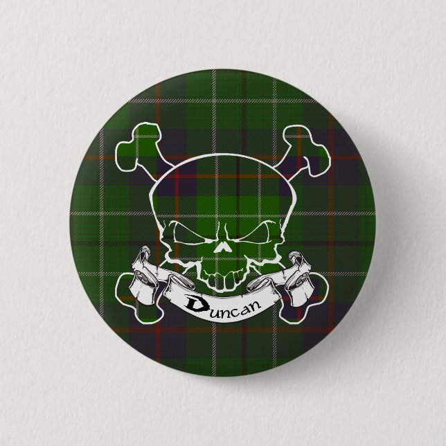 Duncan Tartan Skull Button (Front)