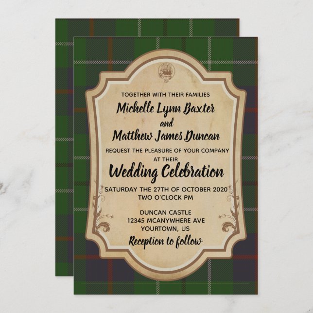 Duncan Tartan Wedding Invitation (Front/Back)