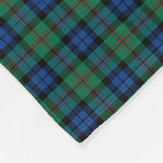 Dundas Clan Bright Green and Blue Tartan Fleece Blanket (Corner)