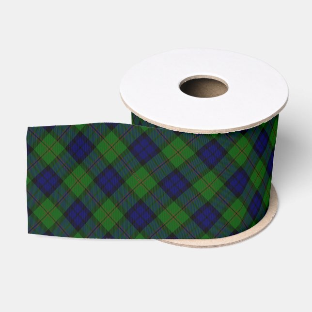 Dundas tartan blue green plaid grosgrain ribbon (Spool)