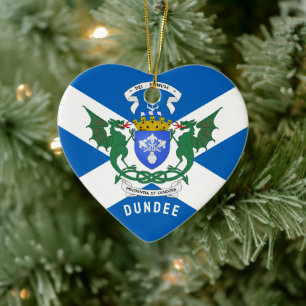Dundee coat of arms/ St. Andrew's Cross backdrop Ceramic Ornament