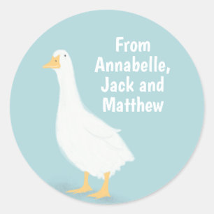 Dune duck baby shower stickers label boy girl