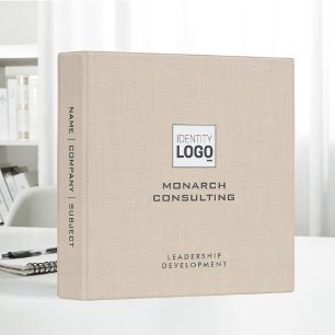 Dune Linen Fabric Texture Simple Custom Logo 3 Ring Binder