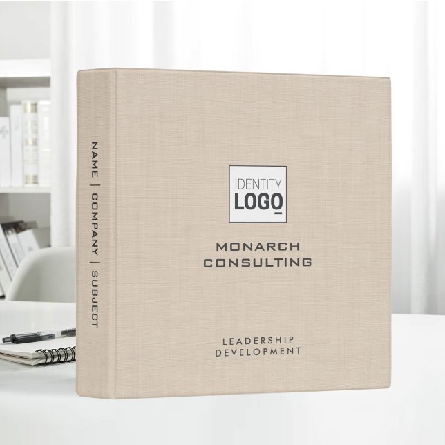 Dune Linen Fabric Texture Simple Custom Logo 3 Ring Binder (Creator Uploaded)