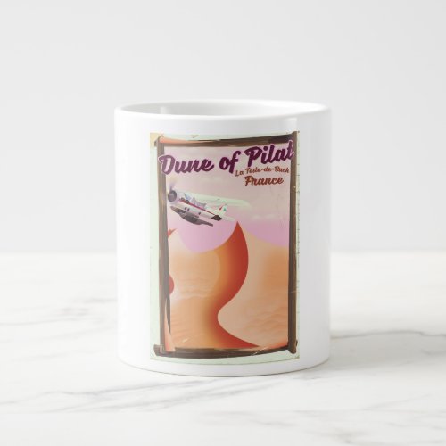 Dune of Pilat Dunes vintage France travel poster Large Coffee Mug