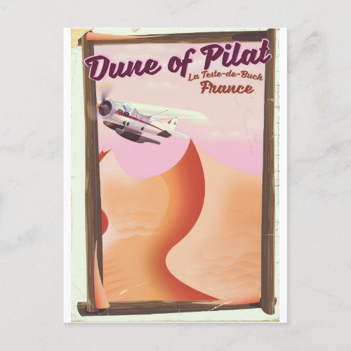 Dune of Pilat Dunes vintage France travel poster Postcard