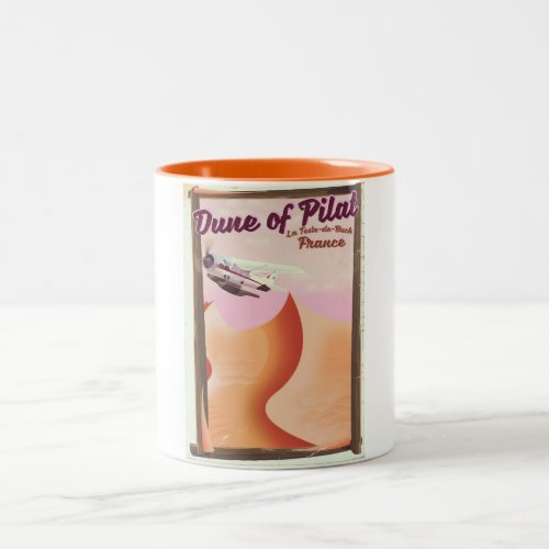 Dune of Pilat Dunes vintage France travel poster Two_Tone Coffee Mug