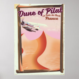 Dune of Pilat, Vintage France travel poster. Poster