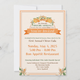 Dunedin History Museum 2025 Citrus Gala Invitation