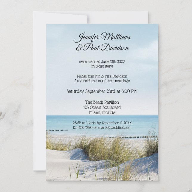 Dunes and Beach Post Wedding Party Invitation (Front)