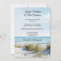 Aqua Mist Beach Wedding Save the Date cards with teal and blue