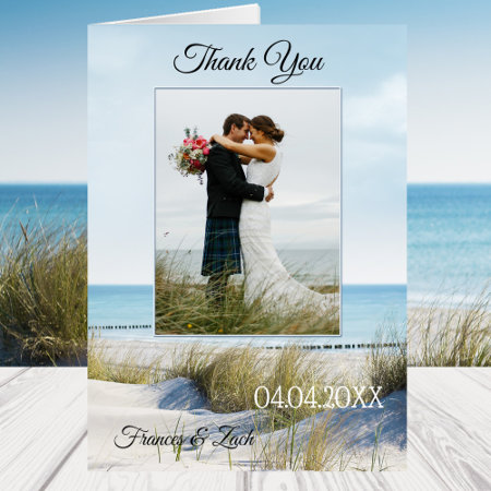 Dunes And Beach Wedding Photo Thank You Note Card