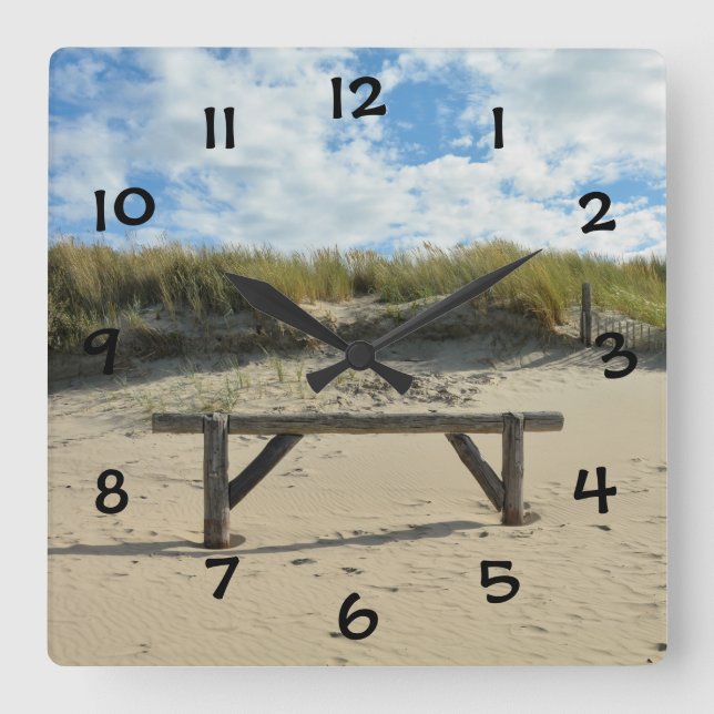Dunes and wood fence  - square wall clock (Front)
