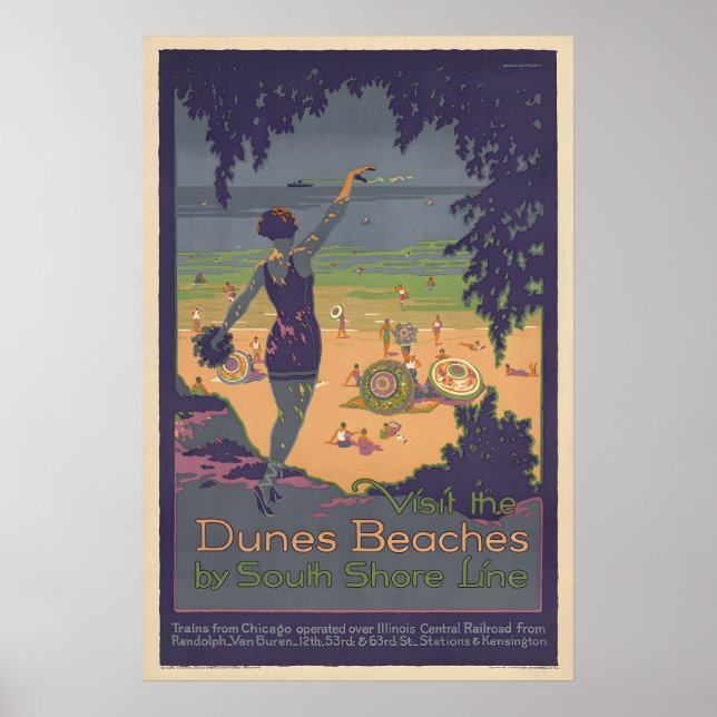 Dunes Beaches - Vintage Travel Poster (Front)