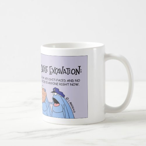 Dung beetle at the excavation site coffee mug