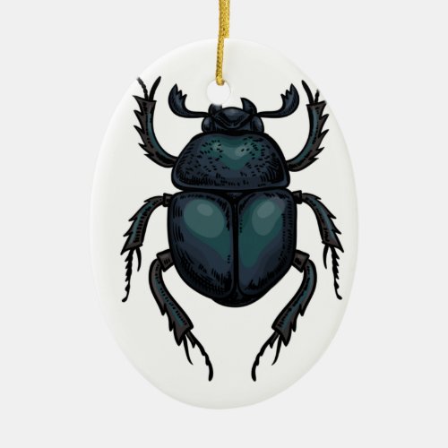 Dung beetle ceramic ornament