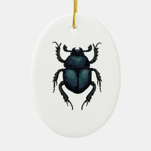 Dung beetle ceramic ornament
