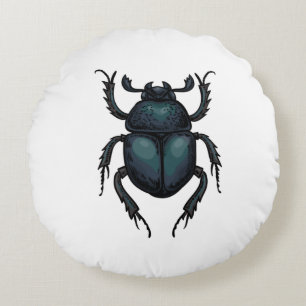 Dung beetle round pillow