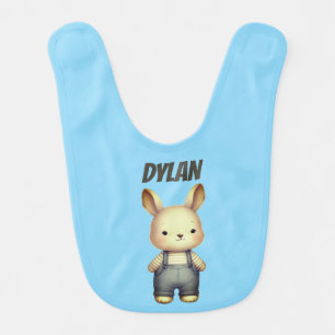 Dungaree gray Bunny Baby Bib