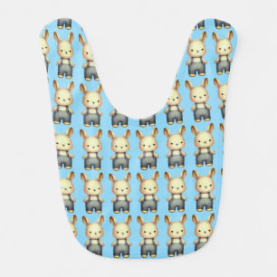 Dungaree gray Bunny Baby Bib