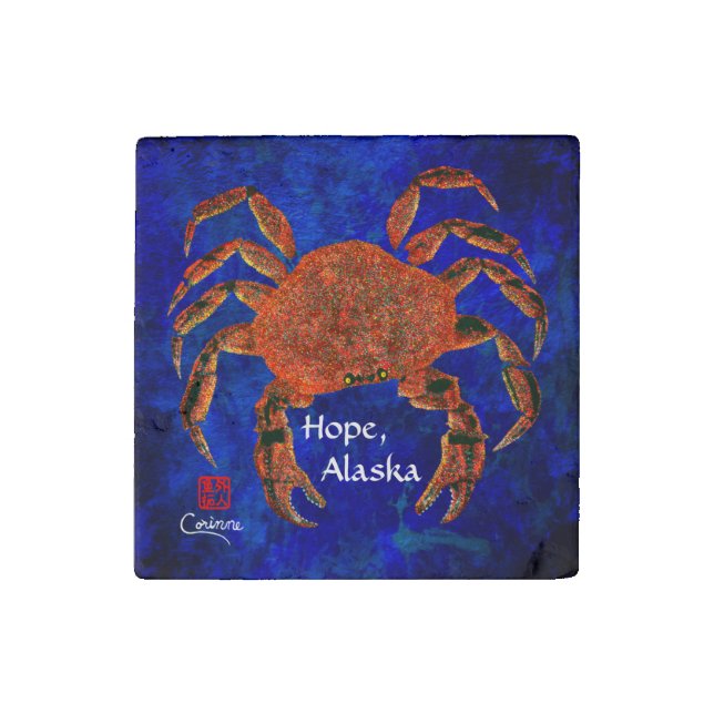 Dungeness Crab, Hope - Marble Magnet (Front)