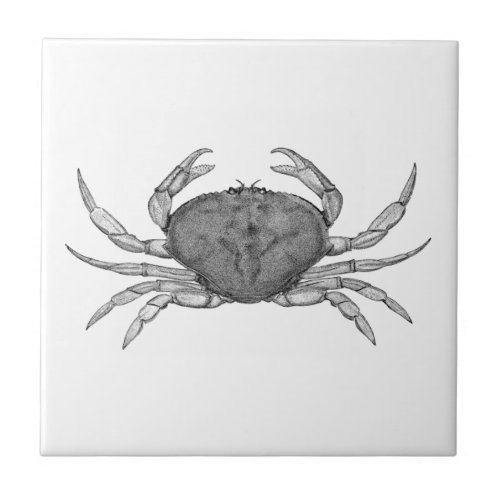 Dungeness Crab Logo line art Ceramic Tile