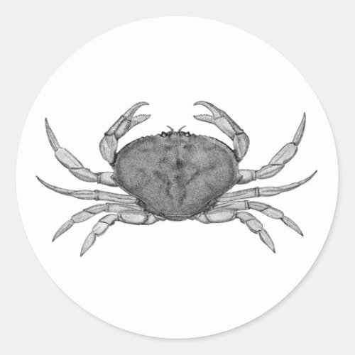 Dungeness Crab Logo line art Classic Round Sticker